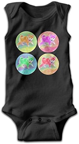 Toddler Shiba Inu Pop Art Sleeveless Onesies Outfits Black
