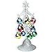BANBERRY DESIGNS Glass Christmas Tree - LED Lighted Silver Glitter Tree with 12 Colorful, Removable Ball Ornaments - 8 1/4