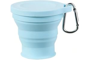 Silicone Collapsible Travel Cup, Foldable Camping Cup,Reusable Portable Drink Cup/Mug for Hiking, Outdoors, Travel (Blue)
