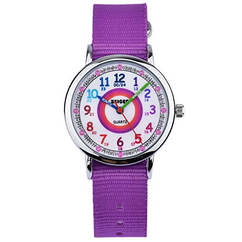 Zeiger Time Teacher Little Boys Children's First Wrist Kids Cartoon Character 3D Watches 0114 (Purple 2)