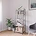 BESTIER Vintage Ladder Shelf 4 Tier Bookshelf Metal and Wood Bookcase Bookshelf Organizers and Storage Rack Display Shelf P2 Wood (Brown)