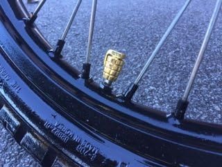 Grenade Style Tire Stem Caps - Customize Your Ride to Your Style- Made for Car Truck Jeep Motorcycle Harley Bike Street Bike ATV Trailer Tractor Tire Stem Cover (Gold)