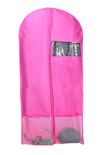 Kernorv Breathable Dust-proof Garment Bag, Environmental Zipper Suit Covers, 51" Foldable Dance Garment Bags with Clear Window for Dresses, Jacket, Storage or Travel (1 pack, Pink) - Thumbnail 5
