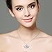 925 Sterling Silver Evil Eye Hamsa Blue White CZ Pendant Necklace,18''