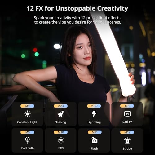 ULANZI UA20 20W Bi-Color Inflatable Tube Light, Portable Handheld Magnetic 2700K to 6500K CRI 95+ Air Video Streaming Light 1/4" Mounting Photography Lighting Stick