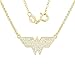 DC Comics Wonder Woman Jewelry for Women, Yellow Gold Plated Crystal Logo Pendant Necklace, 18