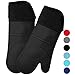 Homwe Extra Long Silicone Oven Mitts with Quilted Cotton Lining - Professional Heat Resistant Kitchen Pot Holders - 1 Pair (Black)