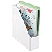 mDesign Plastic Slim Vertical File Folder Storage Organizer Bin with Handle - Hold Notebooks, Binders, Envelopes, Magazines for Home Office, Work Desktops, Ligne Collection, 2 Pack, White