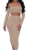 Sunfury Dress Club For Women Backless Birthday Outfits High Waist Skirts Off Shoulder Bodycon Dress Gold S