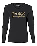 Thankful Gold Glitter Christmas Shirt Womens Long Sleeve T-Shirt Top