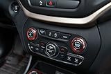Moonet Interior Middle Console Aduio Twist Switch Cover Trim for 2014-2016 Jeep Cherokee 2Pcs Red