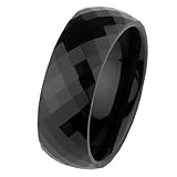 8mm Faceted Black Men's Tungsten Wedding Band