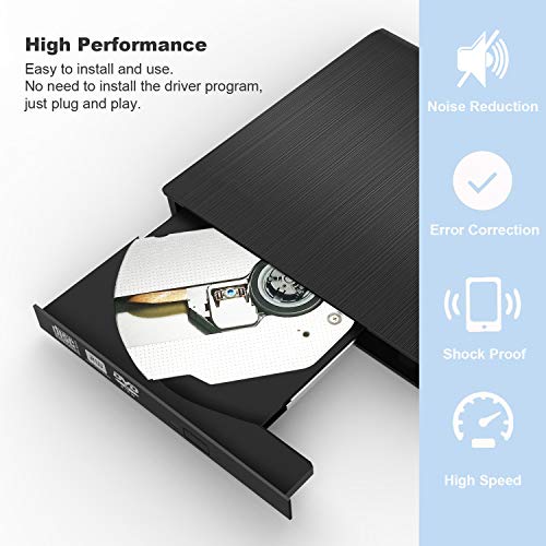 External DVD CD Drive, USB 3.0 Portable CD DVD +/-RW Drive Burner Slim DVD/CD ROM Rewriter Player Superdrive, High Speed Data Transfer for Laptop MacBook Desktop PC, Plug and Play