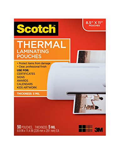 Scotch Thermal Laminating Pouches, 8.9 x 11.4-Inches, 5 mil thick, 50-Pack (TP5854-50)