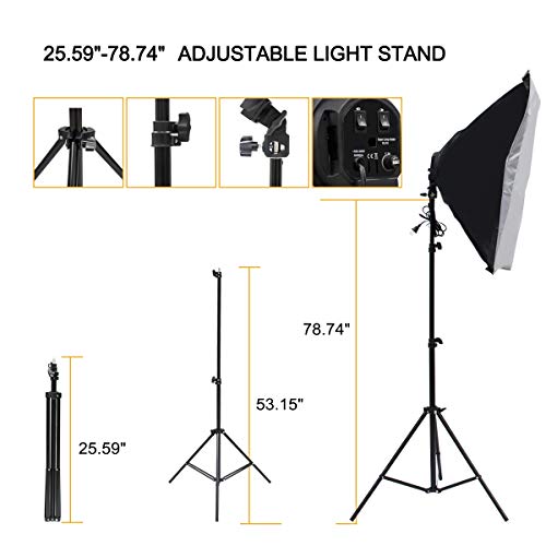 Wisamic Photography Video Studio Lighting Kit, Background Support System 10ft x 6.6ft/2MX3M with 3 Color Backdrop & Umbrella & Softbox, Continuous Lighting Kit for Photo Video Shooting Photography - Thumbnail 6