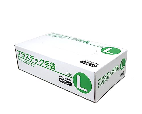 プラスチック手袋（パウダーフリー）100枚入 (L) ビニール手袋【使い捨て手袋】PVC商品画像