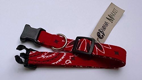 Dog Collar, Handmade using actual Bandanas, Red, Medium