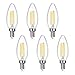 SHINE HAI Candelabra LED Filament Bulbs 40W Equivalent, 4000K Neutral White Chandelier B11 LED Bulb E12 Base Decorative Candle Light Bulb, Pack of 6