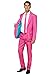 Offstream Men's Party Costume - 2 Piece Solid Color Outfit for Halloween Party with Jacket - Pants & Tie - Pink