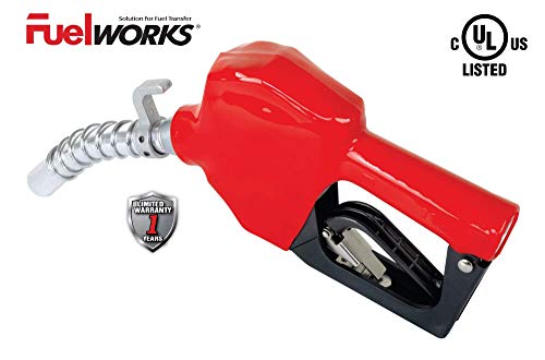 FUELWORKS Auto Shut-Off Farm Vehicle Nozzle, 3/4'' Inlet Size, 15/16" Spout Size, UL Listed (Agricultural Usage Only, NOT for Gasoline Cars)