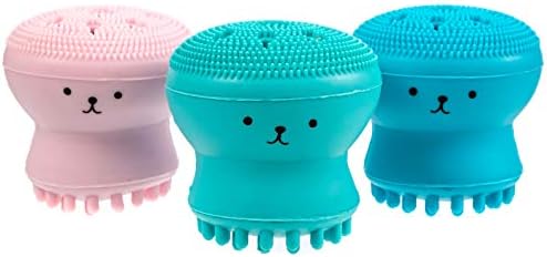 Jellyfish Silicon Brush 3 PACK | Exfoliating Face Brush | Silicon Facial Skin Pore Cleanser Scrubber Brush | Ultimate Curae