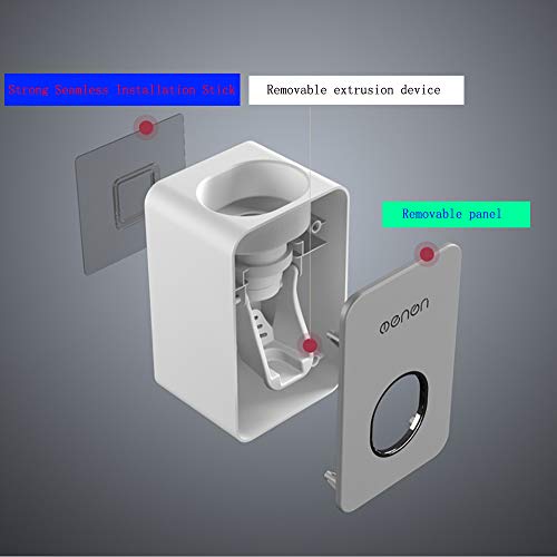 Eif Automatic Toothpaste Dispenser Set with Wall Mounted Kids Hands Free Toothpaste Squeezer for Kids Shower Bathroom Sink. Pack of 1 (1 Pack) (Gray)