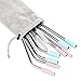 Stainless Steel Straws Set of 8 Reusable Drinking Straws for 30oz 20oz Tumbler 10.5’’ 8.5’’ Diameter 0.24’’ 0.31’’ with 8 Silicone Tips 2 Cleaning Brushes and Pouch(4 Bent 4 Straight) (8.5'' 10.5'')