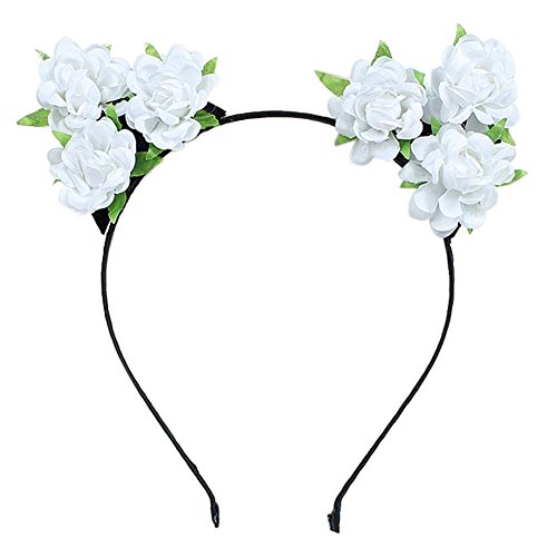 ACTLATI Women Children's Rose Flower Devil Cat Ears Headband Costume Party Fancy Dress Cosplay Headdress Hair Accessories