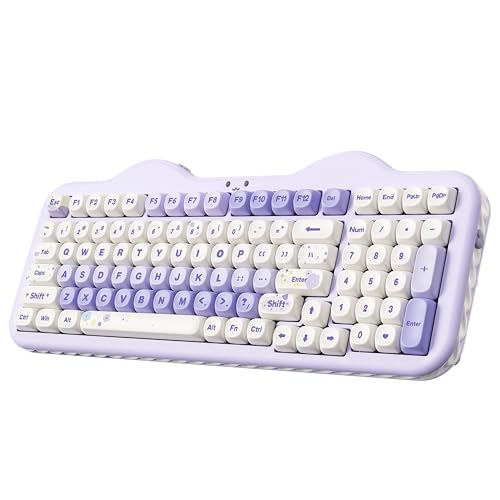 YUNZII C98 Wireless Mechanical Keyboard with Number Pad,98 Key BT5.0/2.4G/USB-C Hot Swap Gasket Mount with PBT MOA Keycaps,Custom RGB,Cute Cake Keyboard for Win/Mac (Purple, Candy Linear Switch)