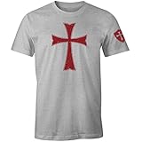Knights Templar Crusader Cross Men's T Shirt (Heather Grey, XL)
