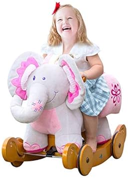 Labebe Baby Schaukelpferd Kinder Elefant Schaukelpferd Mit Radern Rosa Plusch Zum Aufsitzen Von 1 3 Jahren Holz Reitspielzeug Fur Kinder Kleinkind Kleinkind Freilauf Spielzeug Amazon De Spielzeug