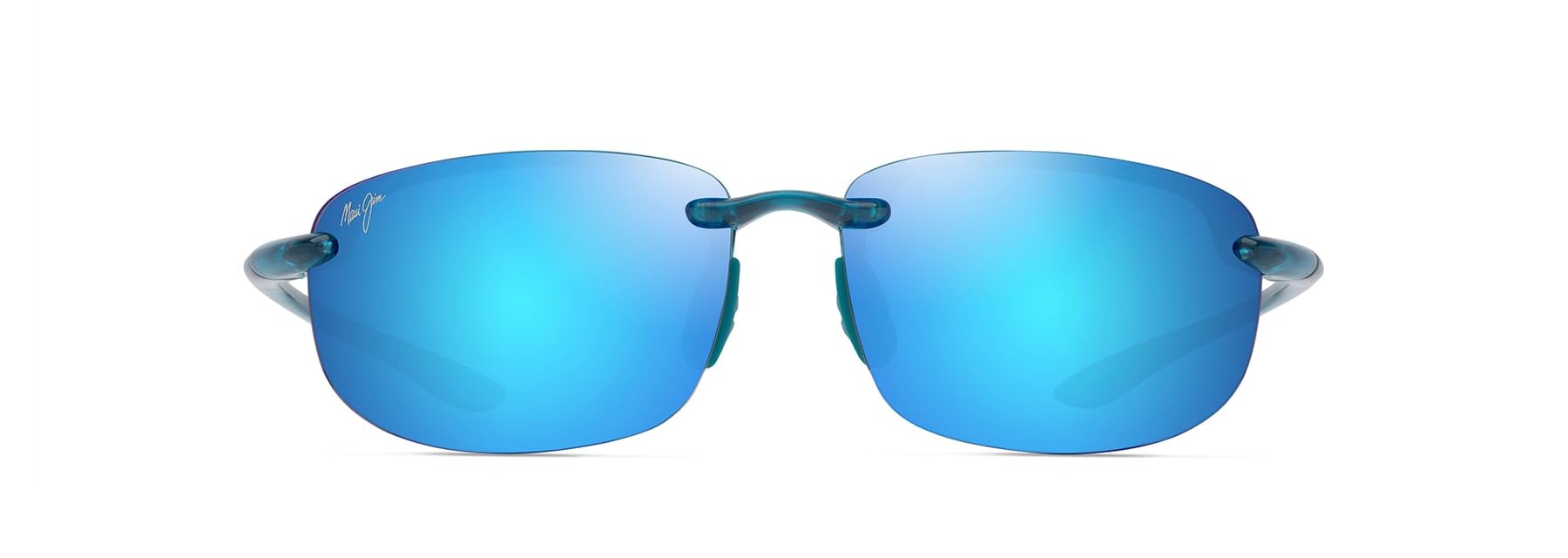 Maui Jim Men's & Women's Hookipa Polarized Rectangle Sunglasses, Shiny Transparent Blue/Blue Hawaii Polarized, Medium Fit