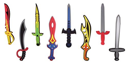 Foam Swords 8 Pack Weapons Toy Set for Kids + 8 Unique Ninja Pirate Warrior Viking Swords