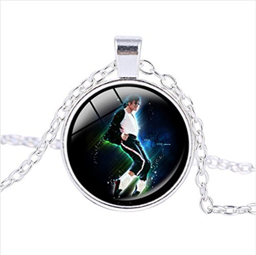 MICHAEL JACKSON - King Of Pop - Bezel Pendant Necklace Silver Plated AMZN37