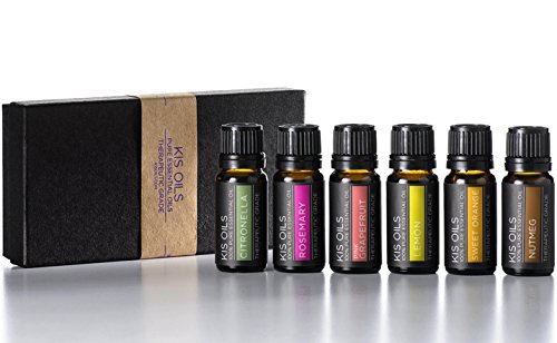 Aromatherapy Top 6 100% Pure Therapeutic Grade Basic Sampler Essential Oil Gift Basic sampler essential oil gift set 6-10ML (Citronella, Rosemary, Pink Grapefruit, Lemon, Sweet Orange, Nutmeg)