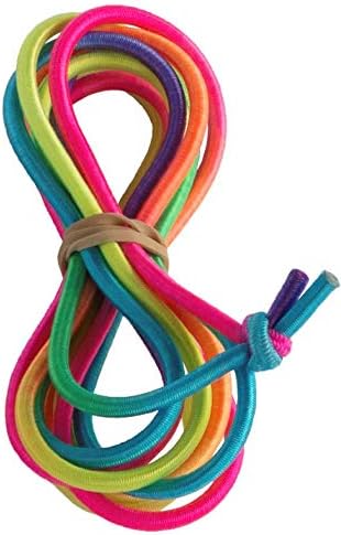 Chinese Jump Rope for Kids - Elastic Fitness Game - Knotted End - by B&D Supply (Rainbow, 8ft (2 Pack)