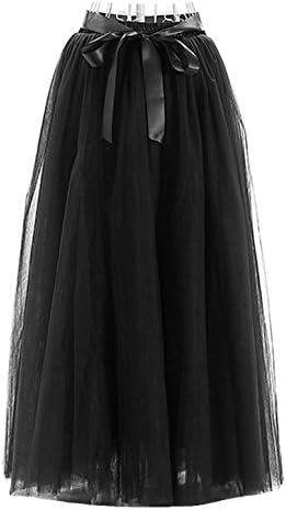 Facent Women 7 Layer 100cm Long Tutu Tulle Skirt Petticoat Fancy Dress