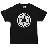 Star Wars Galactic Empire Emblem Logo Adult T-shirt - Distressed Black (Large)