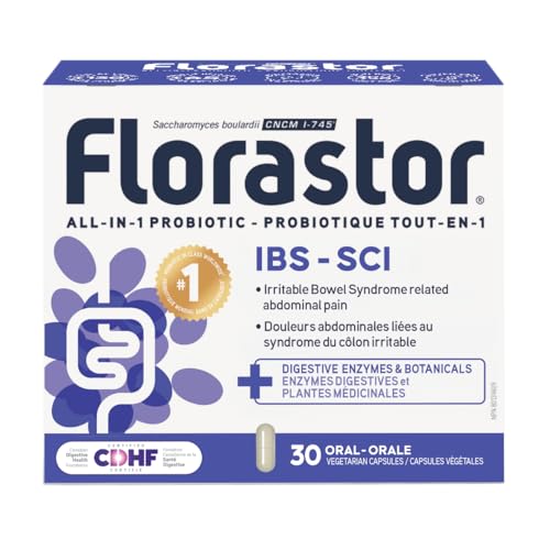 Florastor IBS - Saccharomyces Boulardii - All-in-1 Probiotic - Relieves IBS-related abdominal pain & discomfort - Digestive Enzymes & Botanicals - FODMAP Friendly Certified - For Adults - 30 caps