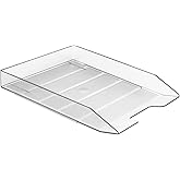 Acrimet Stackable Letter Tray Front Load, Letter Size, Stacking Document Desk Office Paper Organizer, Plastic, Clear Crystal Color, 1 Unit