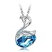 LadyColour Blue Swan Pendant Necklace Swarovski Crystals Animal Collection Engaraved Love