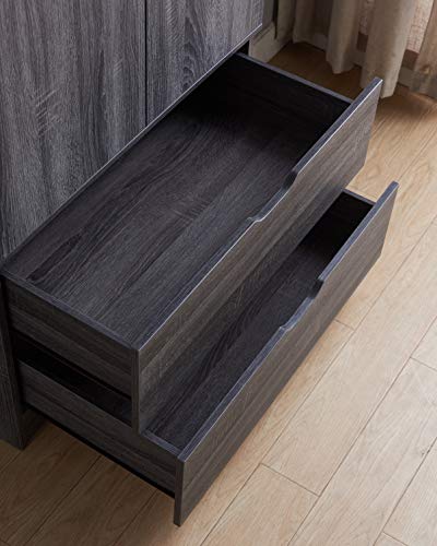 Smarthome Imogene Modern Bedroom Furniture Armoire Wardrobe Closet with Drawers (Distressed Grey Color) - Thumbnail 2