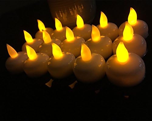 Flameless Candles Bulk 12PCS Amber Floating Candles for Wedding Centerpieces Waterproof Led Tea Lights for Outdoor Party Pool Fountain Vase Small Battery Operated Candles Last 72+ Hours
