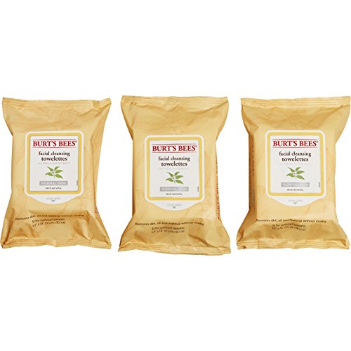 Burt's Bees Sensitive Facial Cleansing Towelettes with White Tea Extract - 30 Count (Pack of 3)