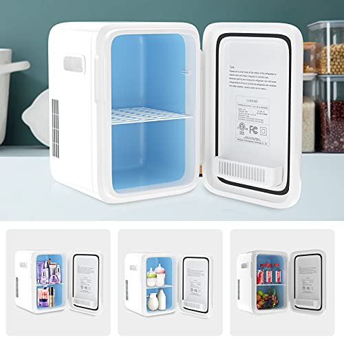 Mini Fridge, 10 Liter white Cooler and Warmer Portable Small