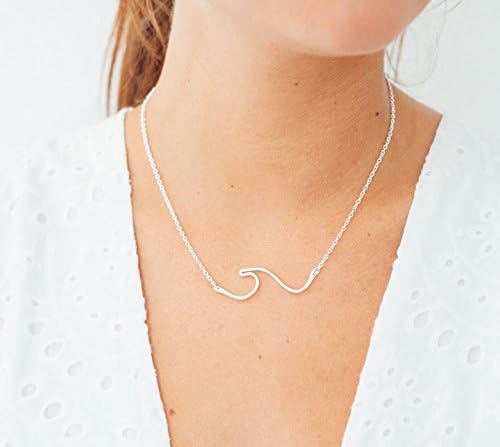 Floating Ocean Wave Bar Necklace - Sterling Silver - Beach Jewelry - Surfer Necklace - Compliments Wave Ring