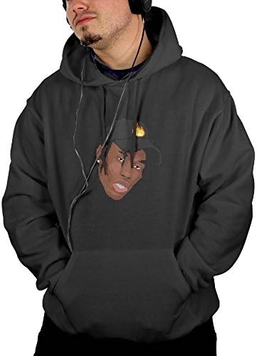 LAOSHIH Men's Travis Scott Funny Cotton Pockets Hooded Black Large