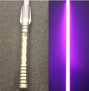 Aluminum Lightsaber with Sound – Extremely Durable Lightsaber with Sound, Aluminum Hilt, Black or Silver Finish, Rechargeable, Be Your Favorite Star Wars Character (Brushed Aluminum Purple Blade)