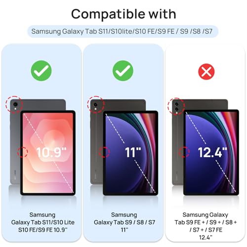 Gerutek [2 Pieces Screen Protector for Samsung Galaxy Tab S11/S10 Lite/S10 FE/S9 FE/S9/S8/S7 10.9/11 Inches, with Easy Installation Frame, 9H, Anti-Scratch, Bubble-Free, Tempered Glass for Tab S11