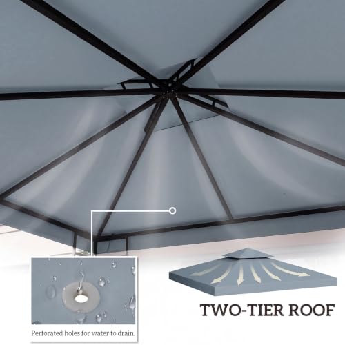 3x3 Gazebo Replacement Tarpaulin Waterproof 300D Polyester | 3 x 3 m Heavy Duty Replacement Tarpaulin for Garden Gazebo 300D Polyester UV Resistant Waterproof